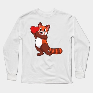 Red panda at Love with Heart Long Sleeve T-Shirt